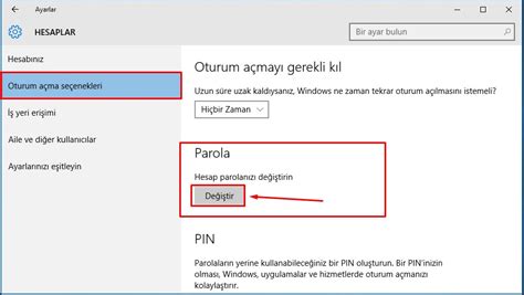 Windows 10 oturum şifresi değiştirme